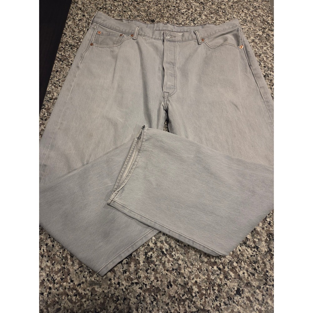 Levis 501 Orig Fit Lt Gray Button Fly Straight Leg Jeans Mens Tag 44x32